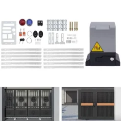 Elektrisk skjutgrindsöppnare - 550 W Motor - 1200 kg Kapacitet - Fjärrkontroll - För Tunga Skjutgrindar - CE-certifierad - Mörkgrå
