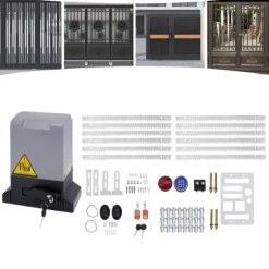 Elektrisk skjutgrindsöppnare - 550 W Motor - 1200 kg Kapacitet - Fjärrkontroll - För Tunga Skjutgrindar - CE-certifierad - Mörkgrå