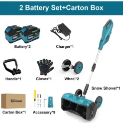 Elektrisk Snöslunga, Borstlös Motor, Sladdlös Drift,Elektrisk, 2 Batteri