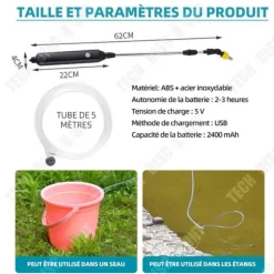 Elektrisk spruta - TD - Teleskopisk slang 5m - 2400mAh - Munstycke i koppar - Ergonomisk