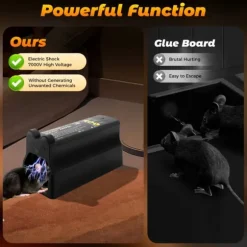 Elektronisk mus- och råttfälla, 220V, återanvändbar, för hem och trädgård, svart