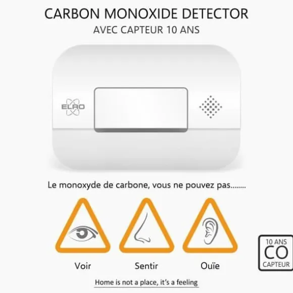 ELRO FF0404 Set med 2 CO-rökdetektorer med 1,2 m hårt skydd
