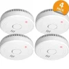 ELRO FS1801 Rökdetektor - Uppfyller europeisk standard EN14604 - 4 st