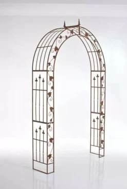Emma Rose Arch - Antique Brown Powder-Coated Metal Garden Trellis for Climbing Plants, Handmade, 247.5cm