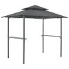 [en.casa] BBQ-paviljong Parga-grillpaviljong-250x241x151cm-pulverlackerat stål-eldtåligt tak-med sidohyllor-antracit-mörkgrå