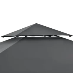 [en.casa] BBQ-paviljong Parga-grillpaviljong-250x241x151cm-pulverlackerat stål-eldtåligt tak-med sidohyllor-antracit-mörkgrå