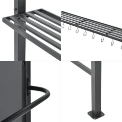 [en.casa] BBQ-paviljong Pyrgos-215x220x140cm-pulverlackerat stål-eldtåligt tak-med sidohyllor-antracit-mörkgrå