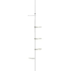 [en.casa]® Teleskopisk växtställ-110-305 cm-pulverlackerad metall-vit