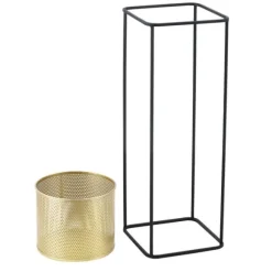 [en.casa] Växtställ Mettet set 2-med inbyggda krukor-46x21x21cm-70x25x25cm-metall-svart-guld