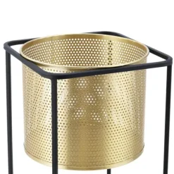 [en.casa] Växtställ Mettet set 2-med inbyggda krukor-46x21x21cm-70x25x25cm-metall-svart-guld