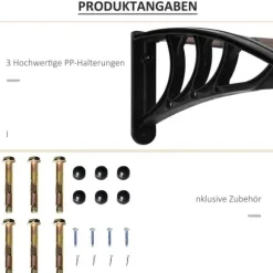 Entrétak 75×195×23 cm – polykarbonat, sol- & regnskydd, brunt