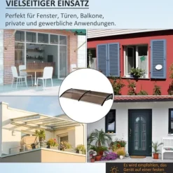 Entrétak 75×195×23 cm – polykarbonat, sol- & regnskydd, brunt