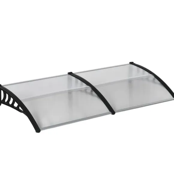 Entrétak 200×96×27 cm med UV-skydd – aluminium, svart