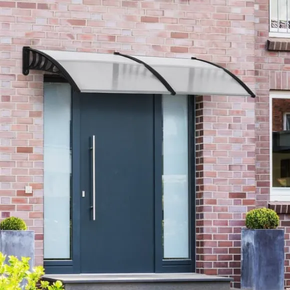 Entrétak 200×96×27 cm med UV-skydd – aluminium, svart