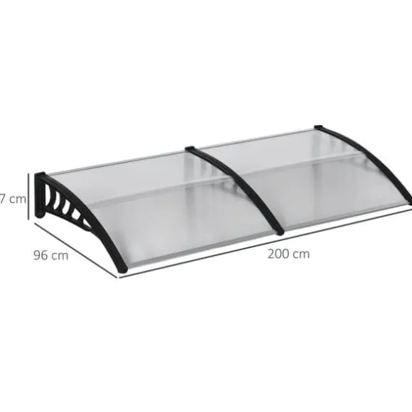 Entrétak 200×96×27 cm med UV-skydd – aluminium, svart