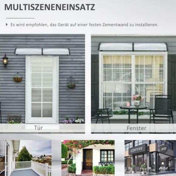 Entrétak 200×96×27 cm med UV-skydd – aluminium, svart