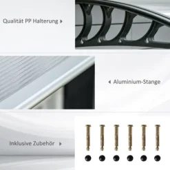 Entrétak 200×96×27 cm med UV-skydd – aluminium, svart