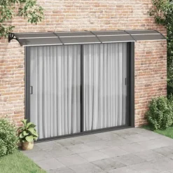 Entrétak av polykarbonat - Väderbeständig skyddslösning | Färg: Svart | Storlek: 400x75 cm