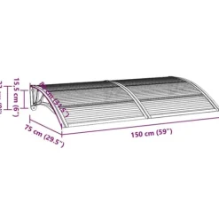 Entrétak i polykarbonat - Skydd för entrén | Färg: Svart & Transparent | Storlek: 300x75 cm