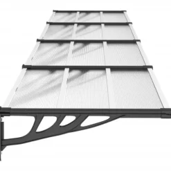 Entrétak svart och transparent 396x90 cm polykarbonat