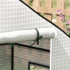 Ersättningsfolie PE 140x73x190 cm, UV-skydd, rullport & sidofönster – för växthus/tomathus, vit