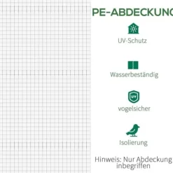 Ersättningsfolie 600x300x200 cm, frontdörr & 12 fönster, rivtålig UV-PE – växthustunnel, vit
