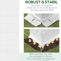 Ersättningsfolie 600x300x200 cm, frontdörr & 12 fönster, rivtålig UV-PE – växthustunnel, vit