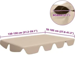 Ersättningstak - vidaXL - 150/130x105/70 cm - Beige - 100% polyester - Vattentålig