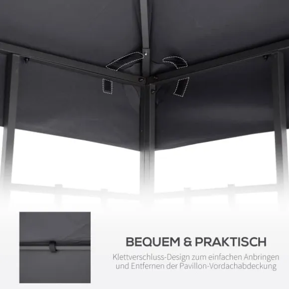 Ersättningstak 3x3 m för metallpaviljong, vädertåligt polyester, mörkgrå