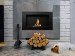 Etanolkamin Bioethanol väggmonterad biospis 65 x 40 x 12 cm matt svart Biopanna miljövänlig biospis