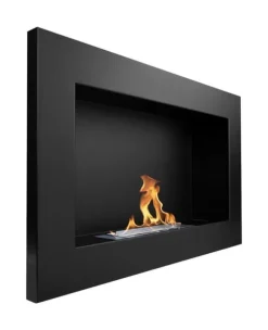 Etanolkamin Bioethanol väggmonterad biospis 65 x 40 x 12 cm matt svart Biopanna miljövänlig biospis