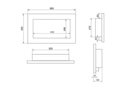 Etanolkamin Bioethanol väggmonterad biospis 65 x 40 x 12 cm matt svart Biopanna miljövänlig biospis