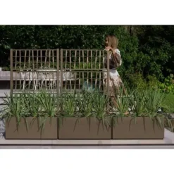 Ethica rektangulär blomlåda 80 cm med taupe spaljé