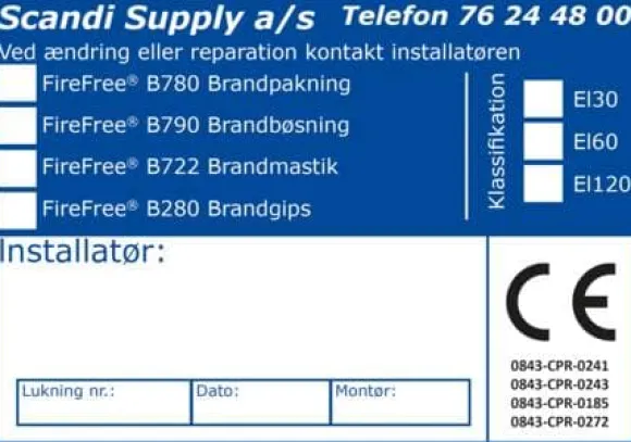 Etikett CE-märke för brandskydd B780-B790-B722-B280 (10 st.)
