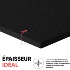 EVOCAMP eldsäkert matta 100x100 cm – skyddsmatta för golv vid öppen eld, grill, eldsäker platta - tål 982 °C