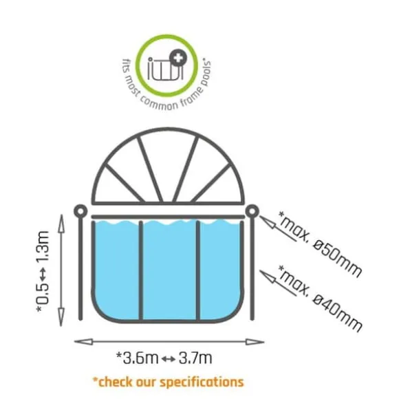 EXIT pooltak ECO ø366cm - även för Intex/Bestway - universell