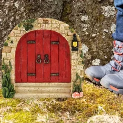 Fairy Dörr för träd Miniatyr Fairy Trädgård Utomhusdekor Tillbehör Gård Konst Skulptur Dekoration för barnrum Väggträd