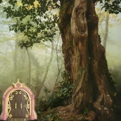 Fairy Dörr för träd Miniatyr Fairy Trädgård Utomhusdekor Tillbehör Gård Konst Skulptur Dekoration för barnrum Väggträd