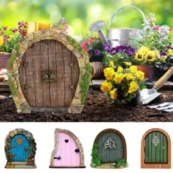 Fairy Dörr för träd Miniatyr Fairy Trädgård Utomhusdekor Tillbehör Gård Konst Skulptur Dekoration för barnrum Väggträd
