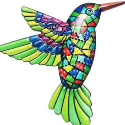 Fågel Kolibri Väggdekor Trädgård prydnad 12x13,5cm - Grön