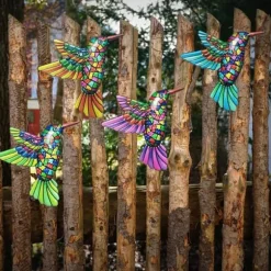 Fågel Kolibri Väggdekor Trädgård prydnad 12x13,5cm - Grön