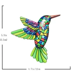 Fågel Kolibri Väggdekor Trädgård prydnad 12x13,5cm - Grön