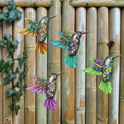 Fågel Kolibri Väggdekor Trädgård prydnad 12x13,5cm - Grön