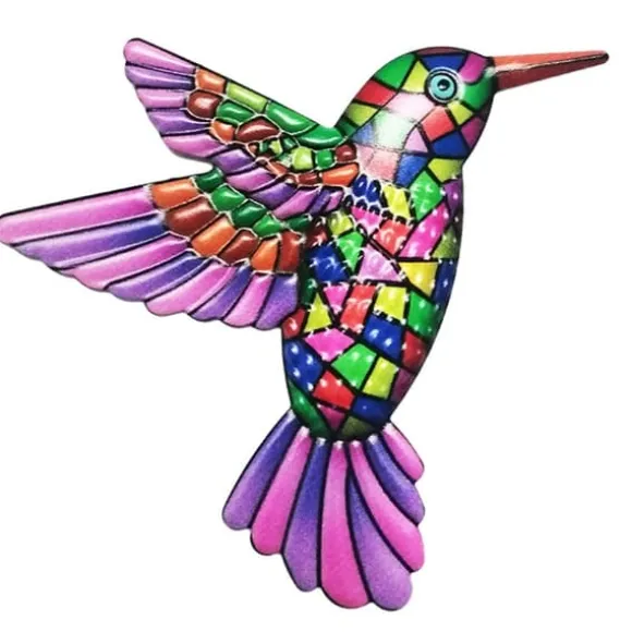Fågel Kolibri Väggdekor Trädgård prydnad 12x13,5cm - Lila