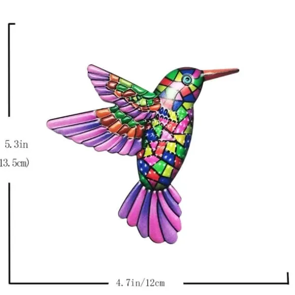 Fågel Kolibri Väggdekor Trädgård prydnad 12x13,5cm - Lila