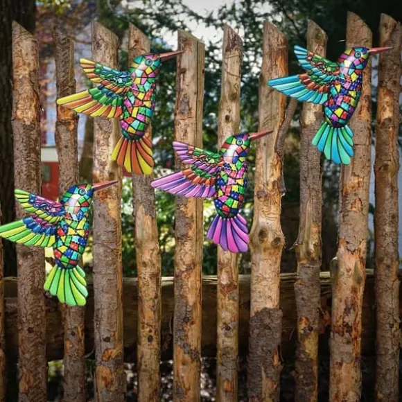 Fågel Kolibri Väggdekor Trädgård prydnad 12x13,5cm - Lila