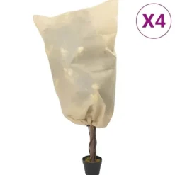 Fiberdukar med dragsko för växtskydd - 4 st | Storlek: 0,8x1 m | Vikt: 70 g/m²