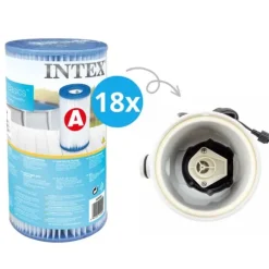 Filter Typ A - Intex - 18 delar - Lämplig för filterpump 28604GS/28638GS/28636GS & WAYS skurborste