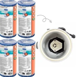 Filter Typ II - Bestway - Lämplig för filterpump 58383 - 4 stycken & WAYS skurborste