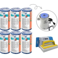 Filter Typ III - Bestway - Lämplig för filterpump 58389 - 6 stycken & WAYS skurborste